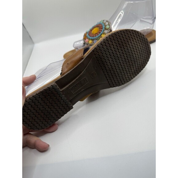 Madeline Stuart 8.5M Rhinestone Beaded Stone Embellishment Brown Sandals - Picture 8 of 11